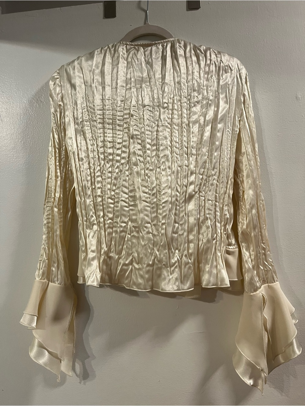 Joseph Ribkoff Cream Ruffled Satin Blouse - Picture 4 of 4